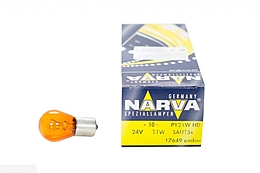 Лампа 24V21W ВАU15s желтая Narva (1шт)