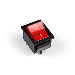 Выключатель клавишный прямоугольный красный с подсветкой Mini 250V 6А (4с) ON-OFF (RWB-207, SC-768)