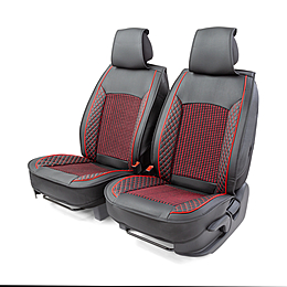 Накидка на сиденье черная экокожа/красная отделка CarPerfomance (2шт) "AUTOPROFI"